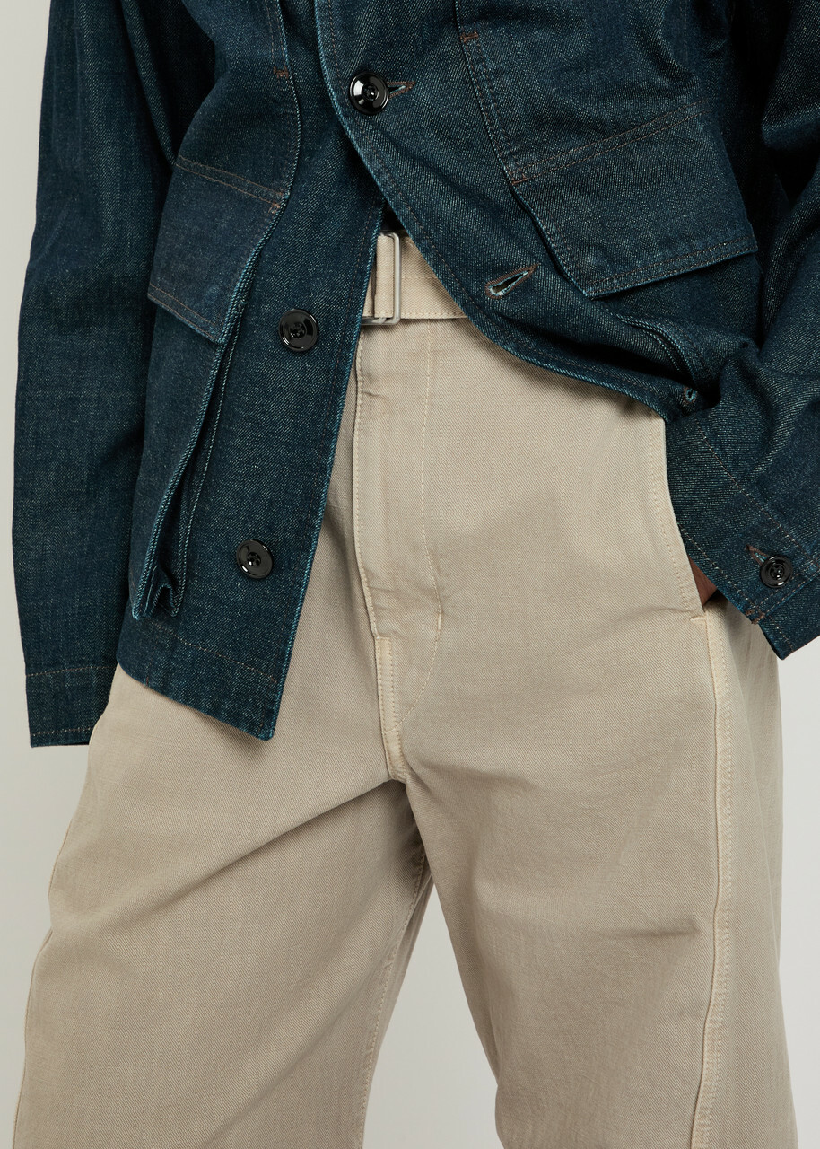 Lemaire Twisted Belted Denim Trousers Natural