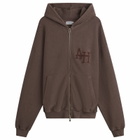 ANNIE HOOD Men's Inside Out College Zip Hoodie in Washed Brown