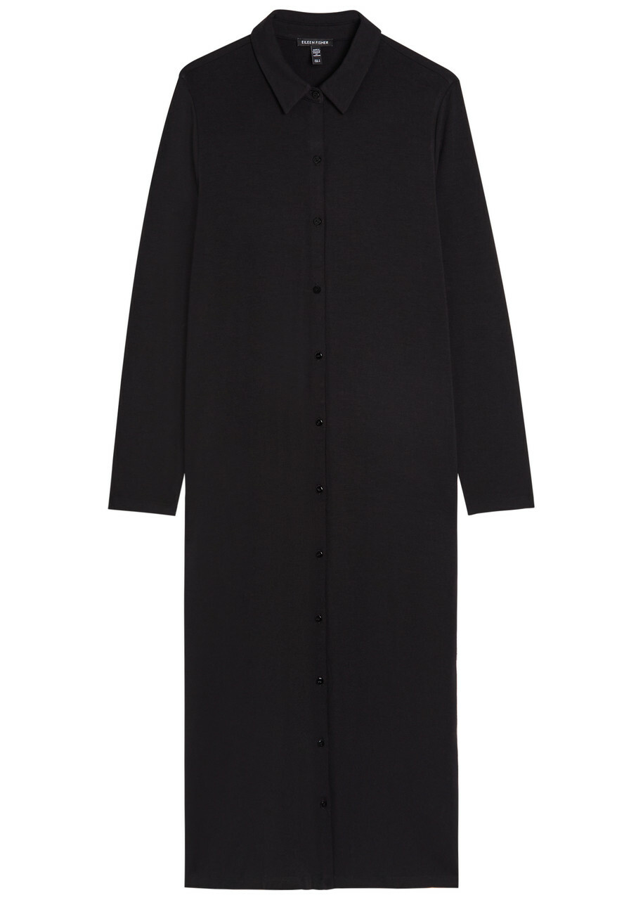 Eileen Fisher Stretch-jersey Midi Shirt Dress Black