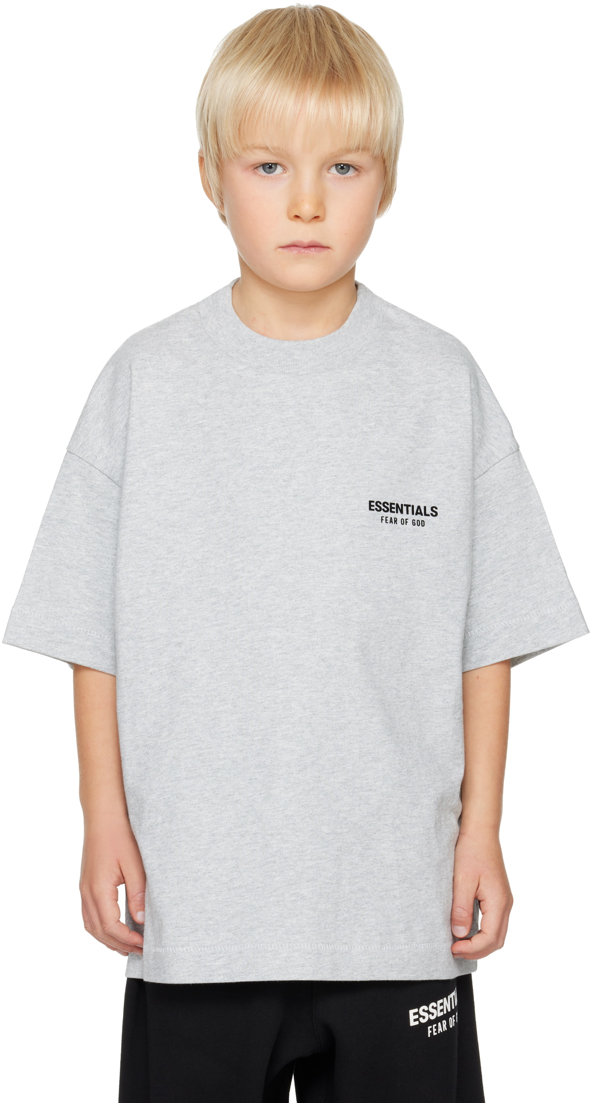 Fear of God ESSENTIALS Kids Gray Jersey Crewneck T-shirt Fear Of God ...