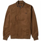 Fred Perry Men's Waffle Cord Tennis Bomber Jacket in Shaded Stone