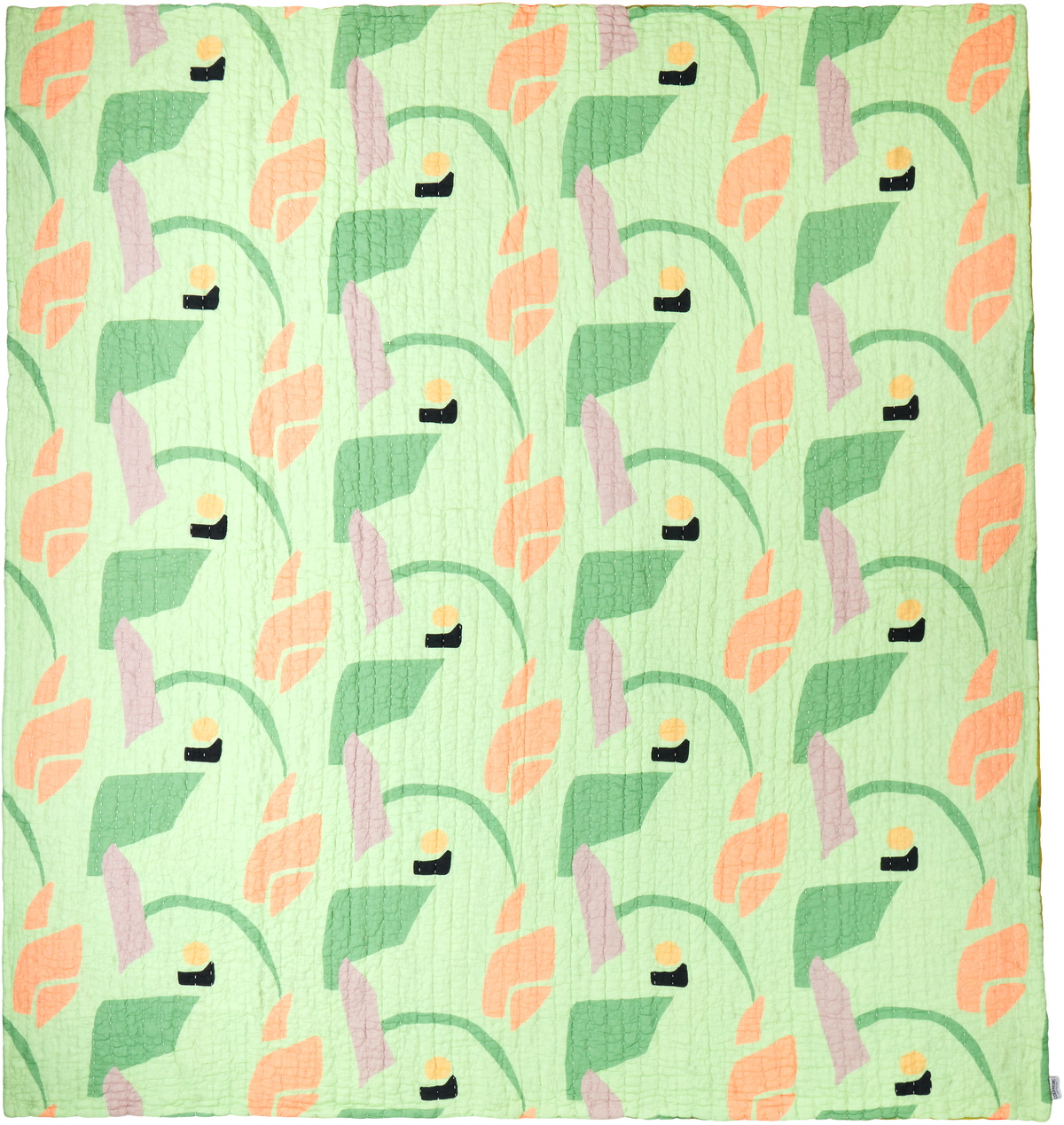 Cold Picnic Green & Khaki Aviary Early Spring Late Summer Queen Quilt