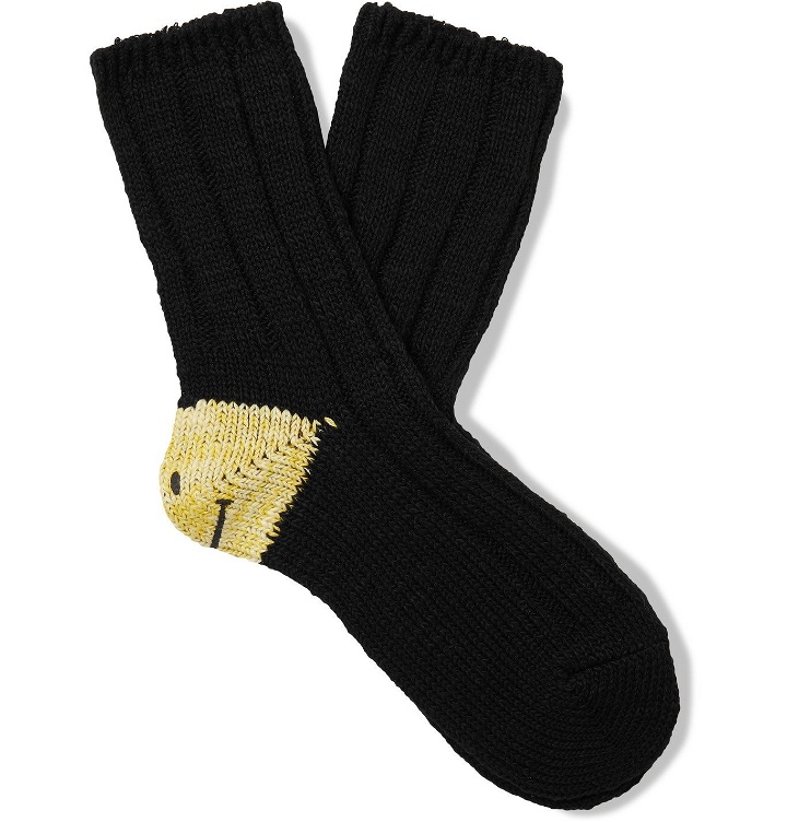 Photo: KAPITAL - Smilie Cotton-Blend Socks - Black