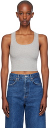 ÉTERNE Gray Square Neck Tank Top