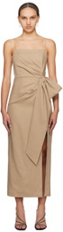 MSGM Tan Flamed Maxi Dress