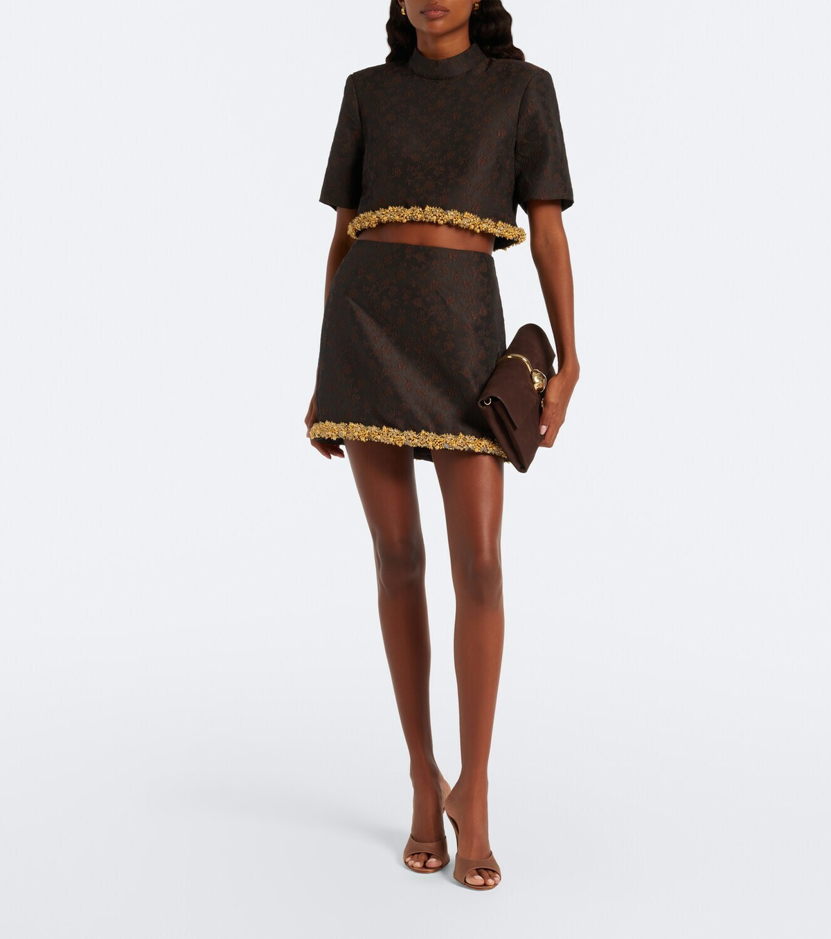Simkhai Jalen embellished jacquard crop top