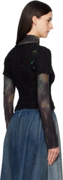 Andersson Bell Black & Green Cap Sleeve Sweater Layered T-shirt