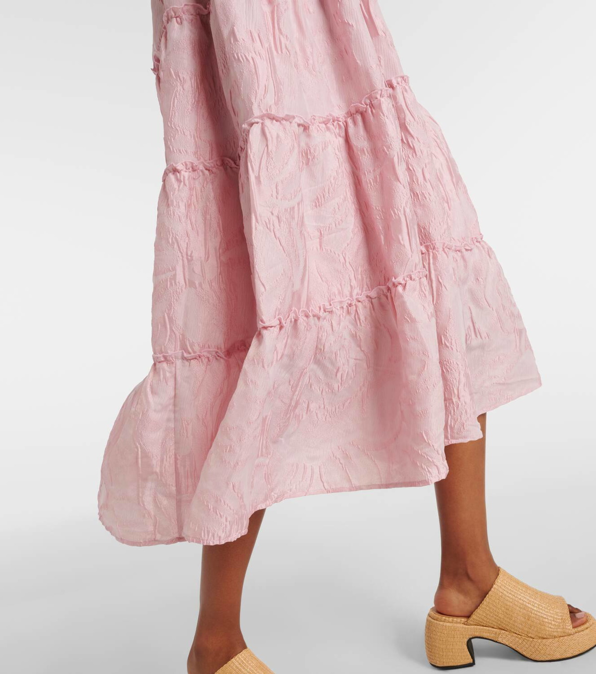 ganni jacquard midi dress Ganni Crispy Jacquard Midi Dress