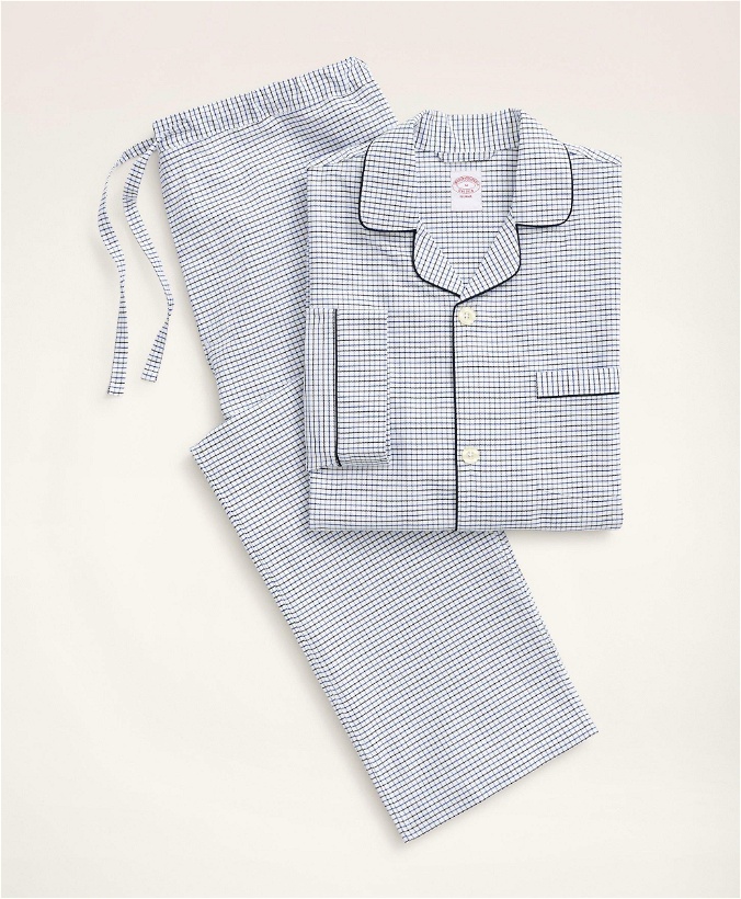 Photo: Brooks Brothers Men's Oxford Cotton Tattersall Pajamas | Blue