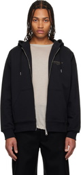 Givenchy Black Zipped 'GIVENCHY' Stamp Print Hoodie