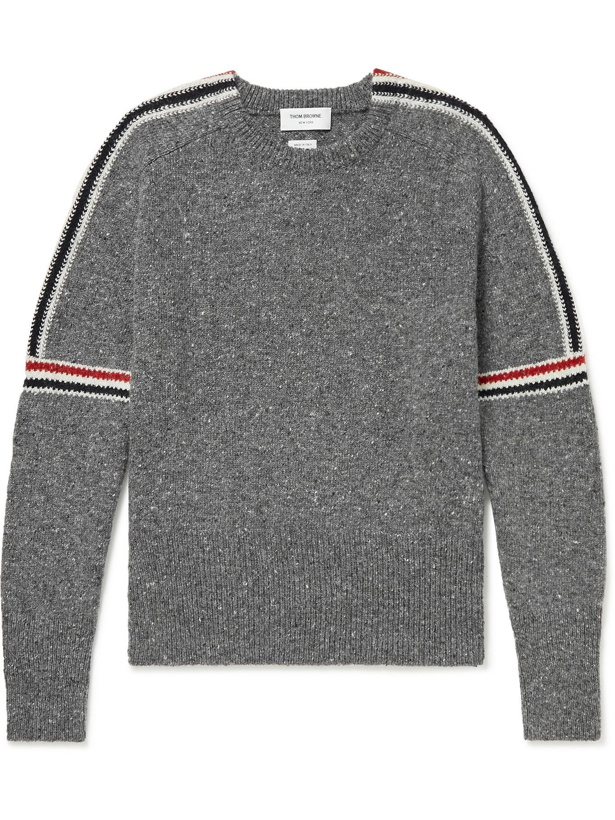 Photo: THOM BROWNE - Striped Wool and Mohair-Blend Sweater - Gray