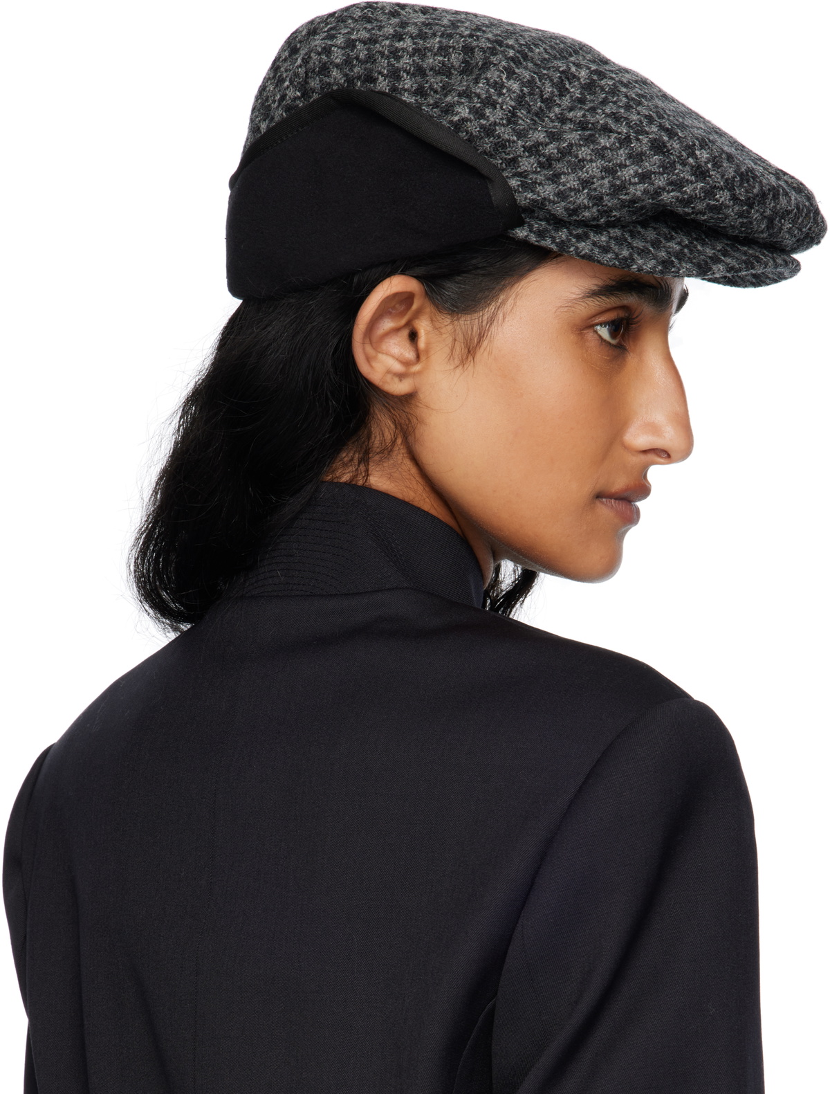 OPEN YY Black & Gray Harris Tweed Bicycle Foldable Cap