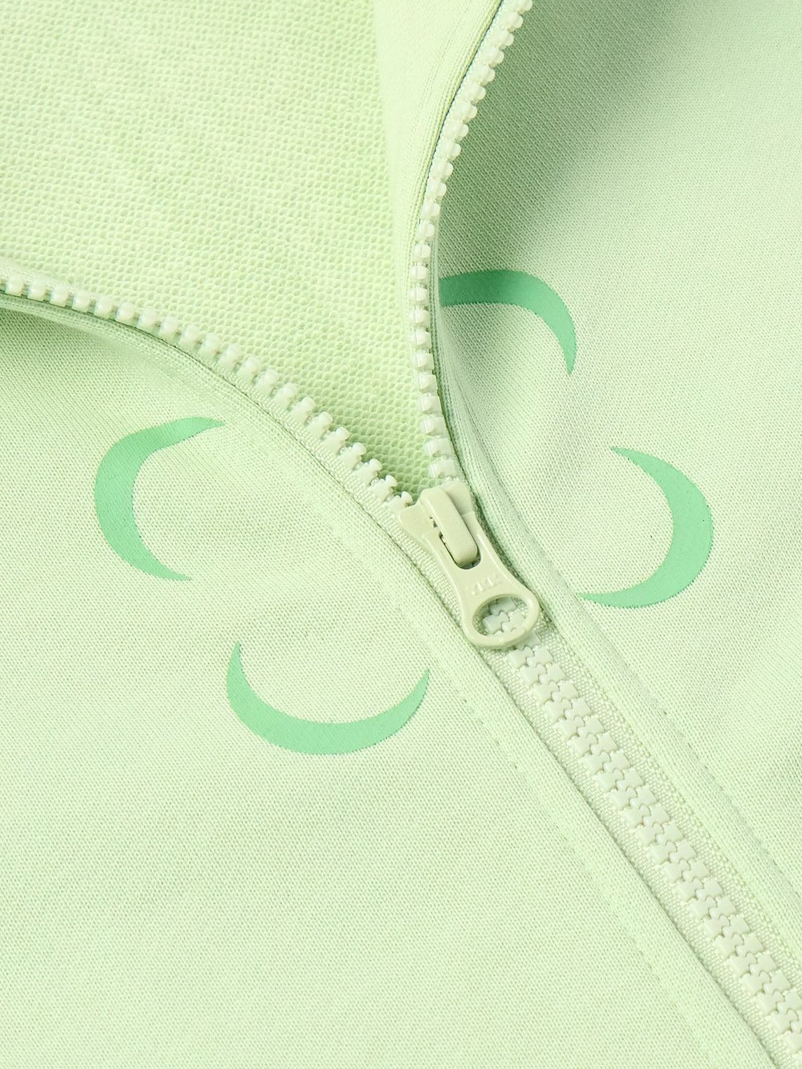 SAIF UD DEEN - Cold-Dyed Logo-Print Cotton-Jersey Zip-Up Hoodie - Green