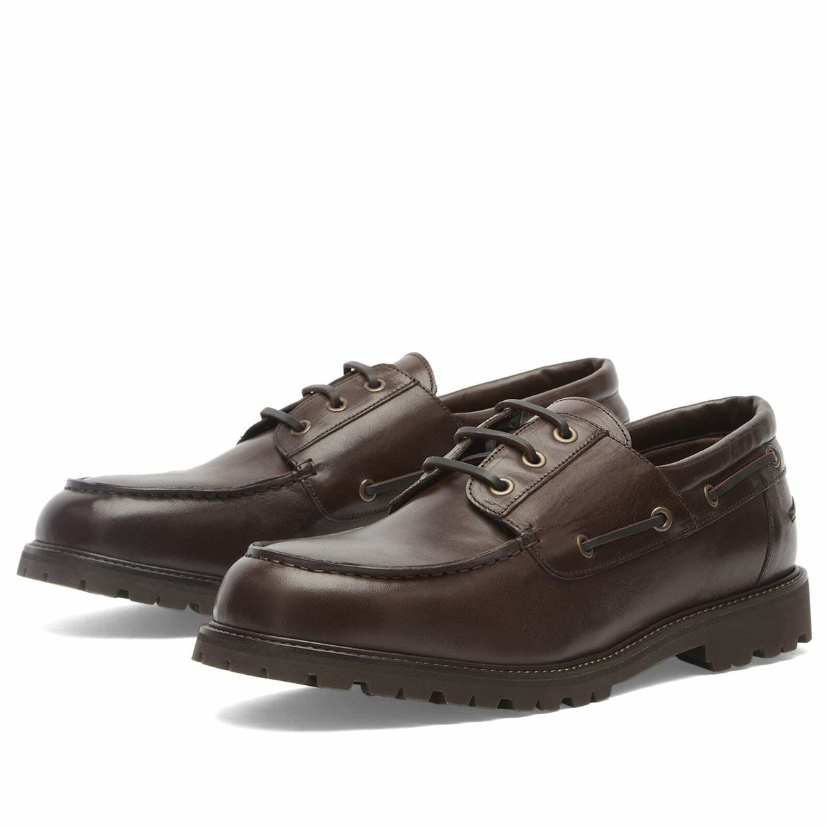 Studio Nicholson Men's Gusto Leather Boat Shoe in Cocoa