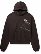 RRR123 - INRI Embellished Printed Cotton-Jersey Hoodie - Brown