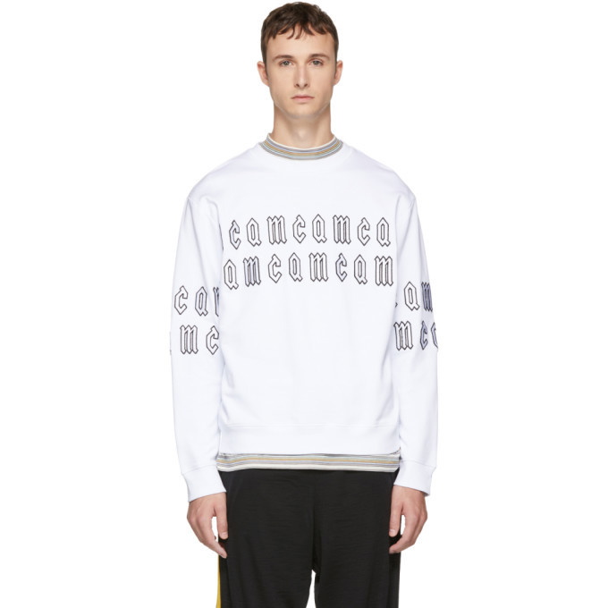 Photo: McQ Alexander McQueen White Gothic Repeat Logo Clean Sweatshirt