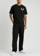 True Religion Warped Logo-embroidered Cotton T-shirt Black
