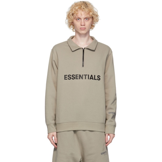 Photo: Essentials Grey Mock Neck Half-Zip Sweater