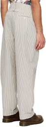 Engineered Garments Off-White & Navy WP Trousers