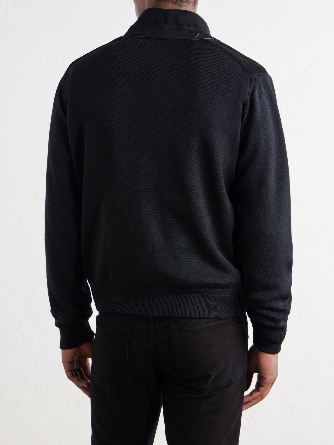 TOM FORD - Suede and Milano Stitch Wool Bomber Jacket - Black