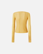 Pinko Open Ribbed Sweater With Front Ties Rattan Yellow