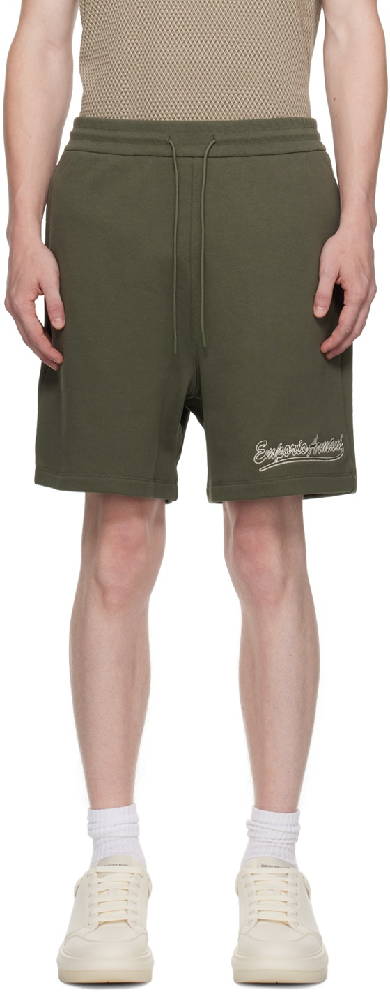 Emporio Armani Green Embroidered Shorts
