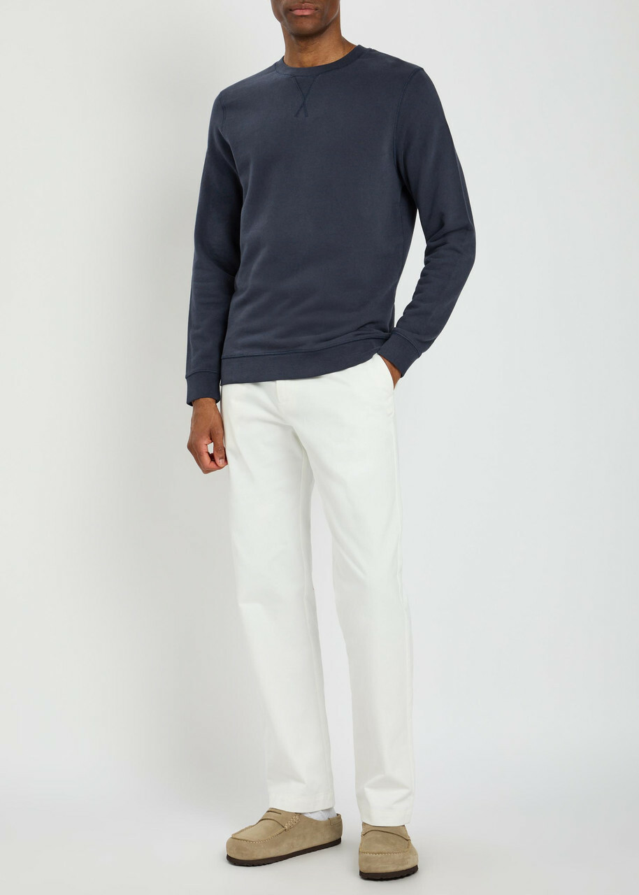 Sunspel Crew-neck Cotton Sweatshirt Navy