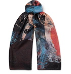 Alexander McQueen - Printed Silk-Seersucker Scarf - Men - Multi