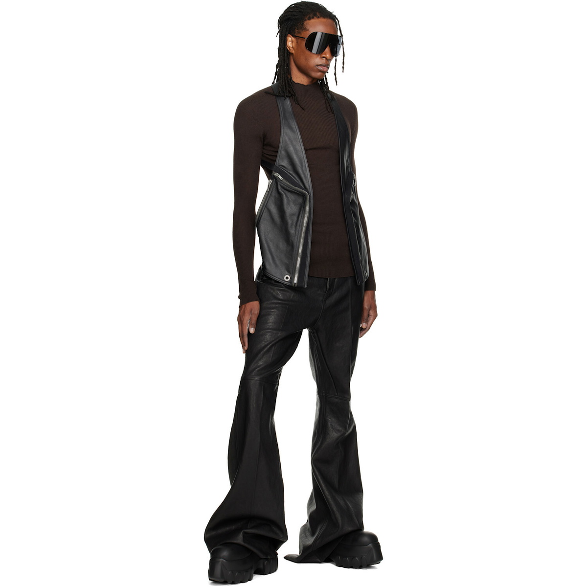 Rick Owens Black Tower Temple Leather Vest