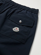 Moncler - Mid-Length Logo-Embroidered Swim Shorts - Blue