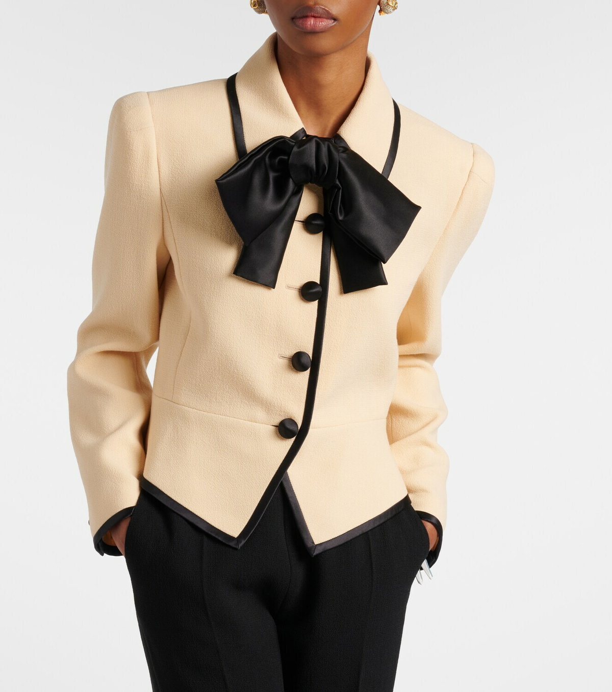 Valentino Bow-detail virgin wool crêpe jacket