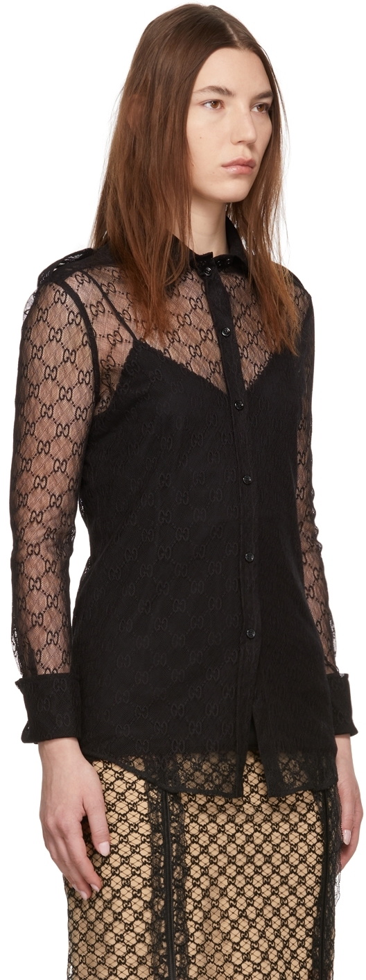 GG lace top in black