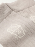 Brunello Cucinelli - Logo-Jacquard Ribbed Cotton Socks - Brown