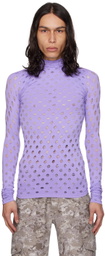Maisie Wilen Purple Perforated Turtleneck