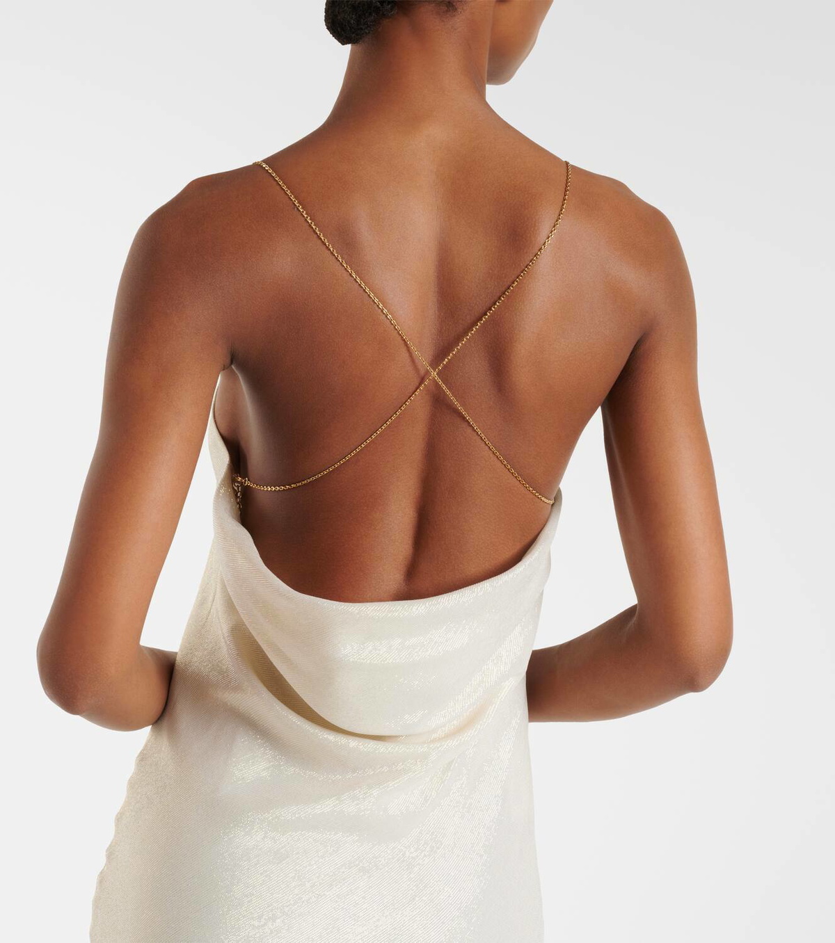 Miu Miu Logo silk-blend lamé gown