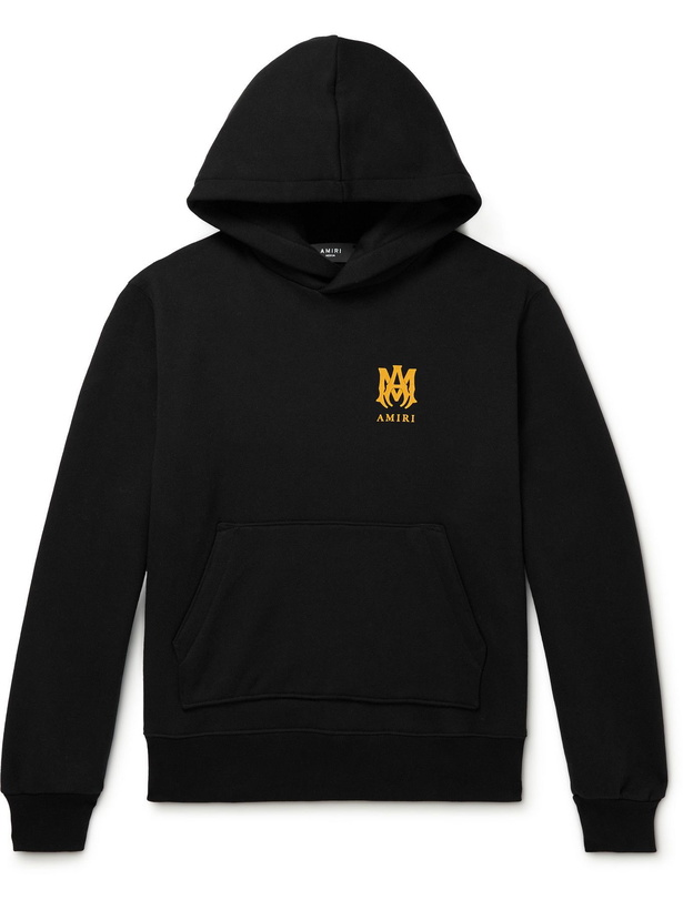 Photo: AMIRI - M.A. Logo-Print Brushed Cotton-Jersey Hoodie - Black