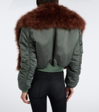 Gucci Feather-trimmed silk duchesse bomber jacket