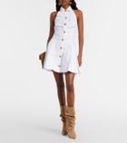 Balmain Pleated cotton poplin minidress