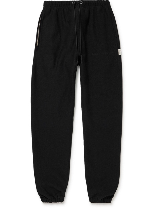 Photo: Abc. 123. - Straight-Leg Webbing-Trimmed Logo-Embroidered Cotton-Blend Jersey Sweatpants - Gray