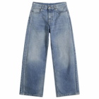 Palm Angels Men's Curved Logo Loose Jeans in Light Blue