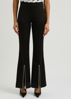 Alice + Olivia Embellished Split-hem Trousers Black