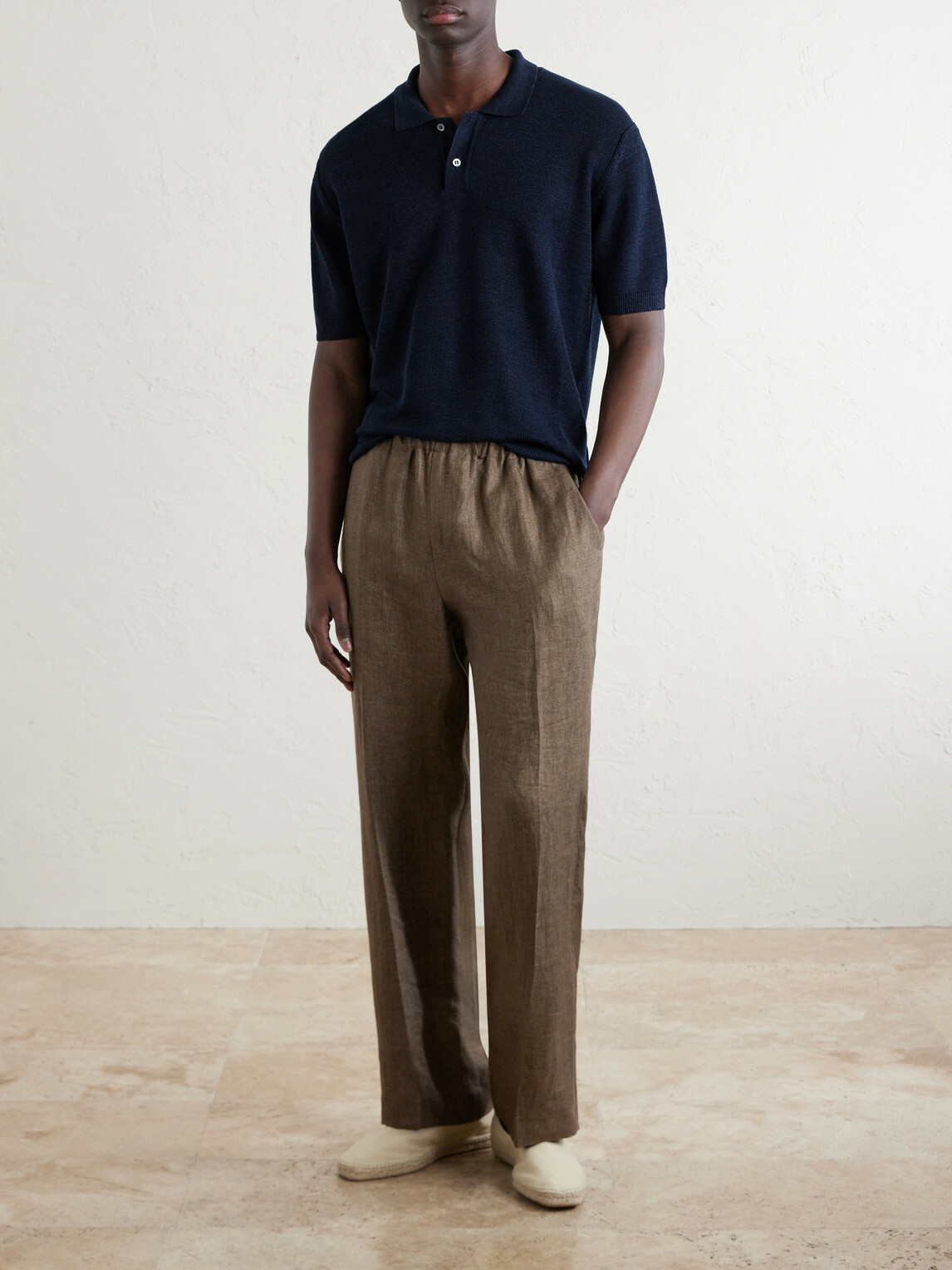 Sunspel - Honeycomb-Knit Linen and Silk-Blend Polo Shirt - Blue