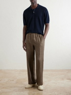 Sunspel - Honeycomb-Knit Linen and Silk-Blend Polo Shirt - Blue