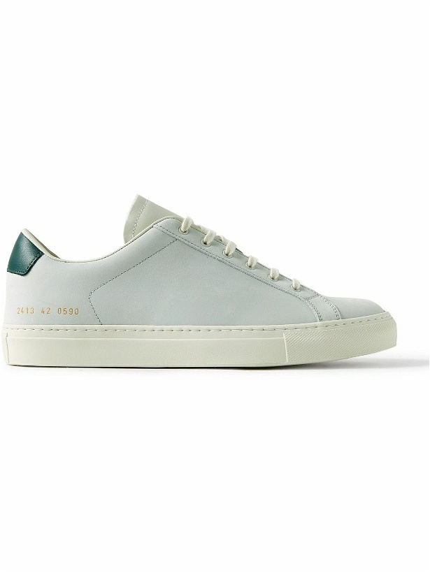 Photo: Common Projects - Retro Leather-Trimmed Nubuck Sneakers - White