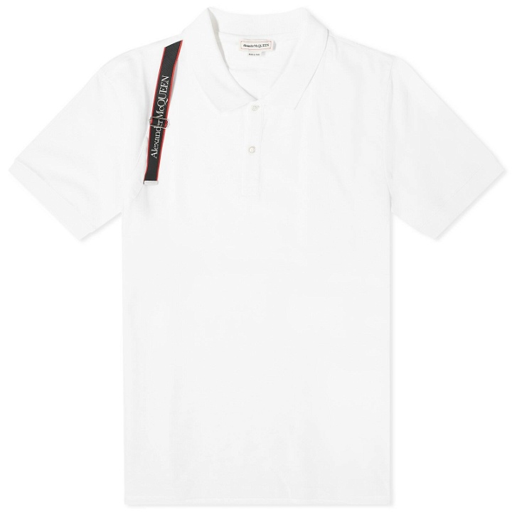 Photo: Alexander McQueen Men's Tape Logo Harness Polo Shirt in White