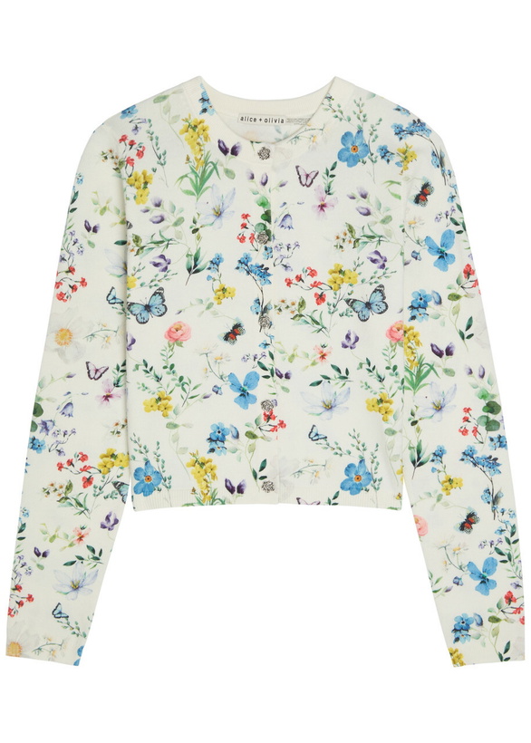Photo: Alice + Olivia Carson Floral Print Stretch-cotton Cardigan Multicoloured