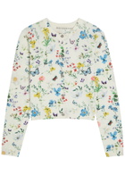 Alice + Olivia Carson Floral Print Stretch-cotton Cardigan Multicoloured