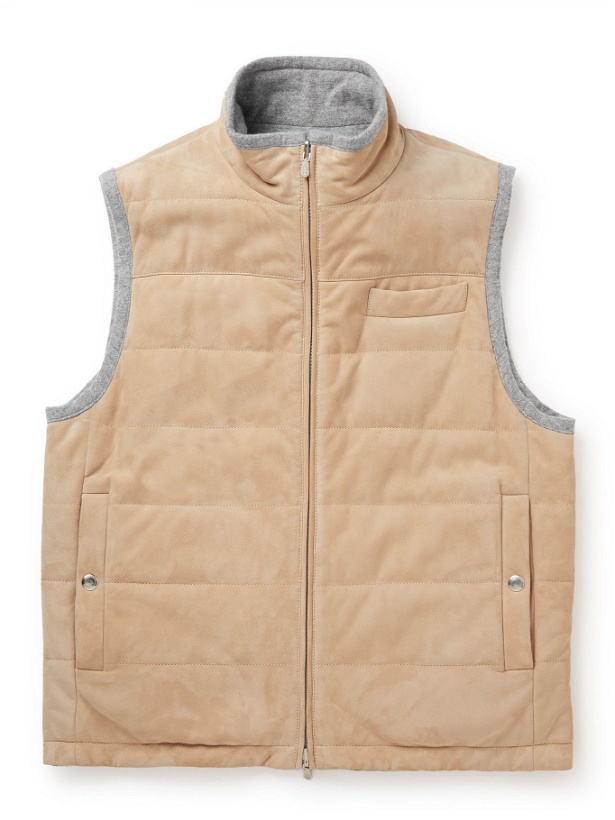 Photo: BRUNELLO CUCINELLI - Reversible Quilted Suede and Cashmere Down Gilet - Neutrals
