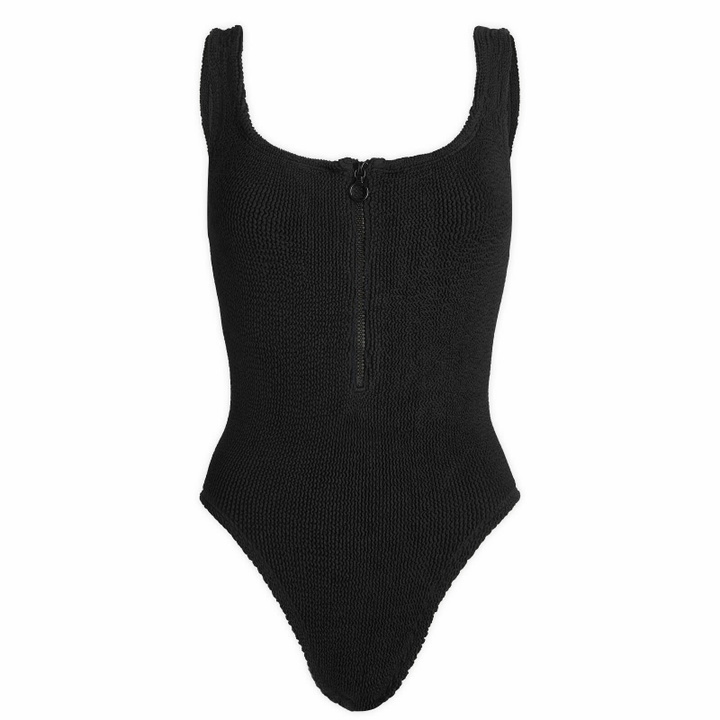 Photo: Hunza G Women's Dallas Zip Front Swimsuit in Black 