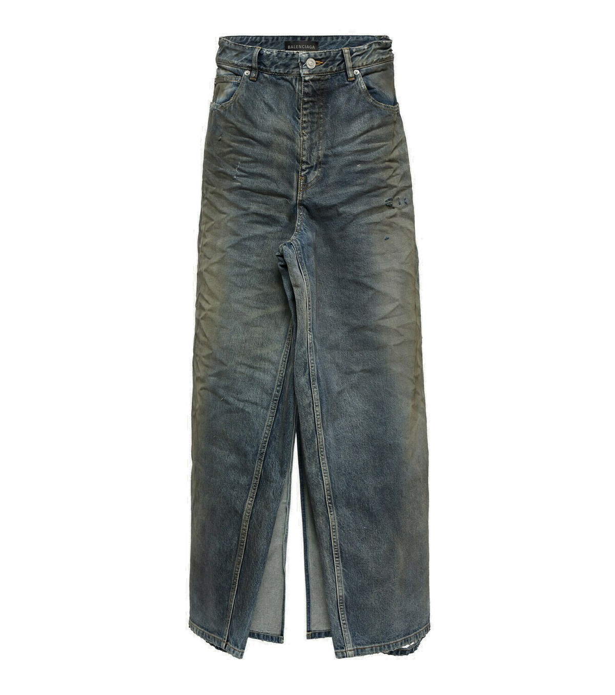 BALENCIAGA v waist denim skirt スカート Pleated denim midi skirt in blue - Balenciaga | Mytheresa